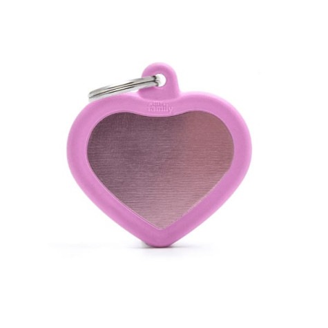 MY FAMILY Hushtag Tag Aluminium Pink Heart mit Pink Rubber