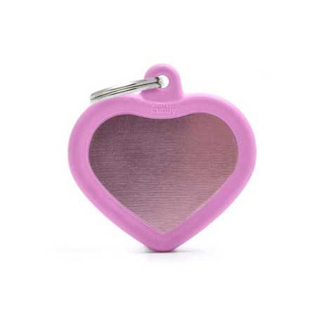 MY FAMILY Medaglietta Hushtag Cuore Alluminio Rosa con Gomma Rosa -
