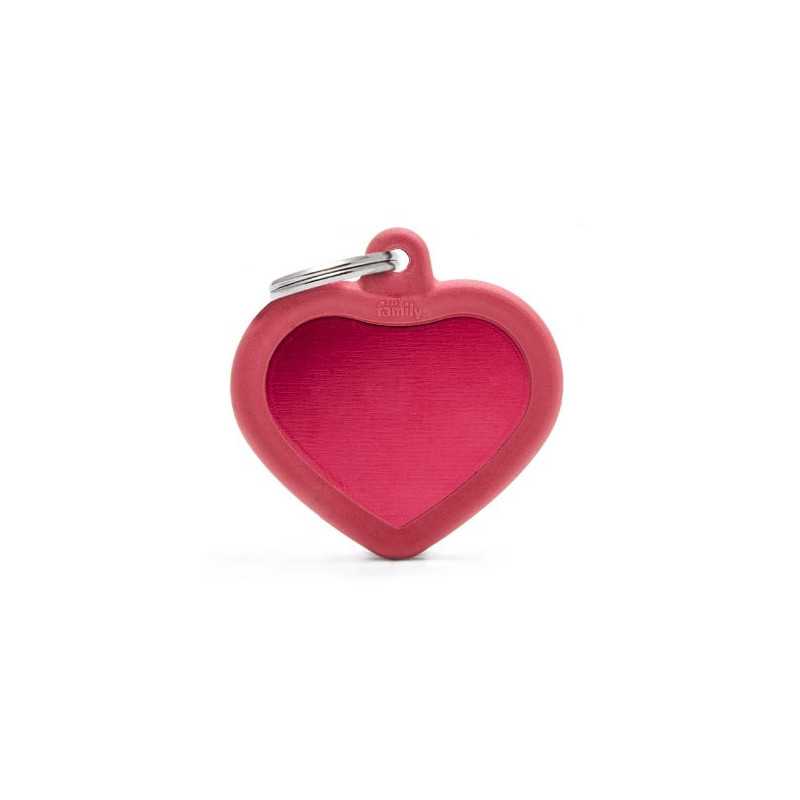 MY FAMILY Médaille Hushtag Cuore Aluminium Rossa avec Gomma Rossa