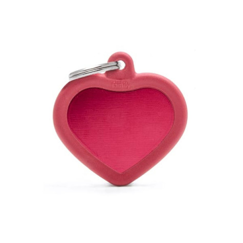 MY FAMILY Hushtag Red Aluminum Heart ID Tag with Red Rubber