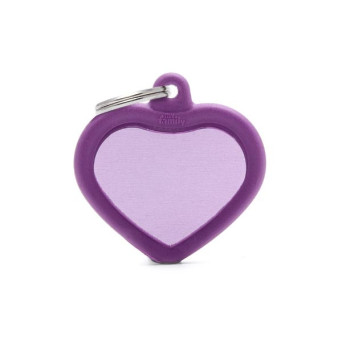 MY FAMILY Hushtag Tag Aluminum Purple Heart with Purple Rubber