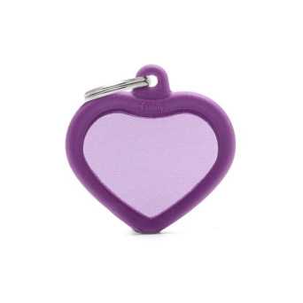 MY FAMILY Medaglietta Hushtag Cuore Alluminio Viola con Gomma Viola -