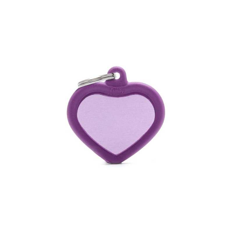 MY FAMILY Médaille Hushtag Cuore Aluminium Violet avec Gomma Violet