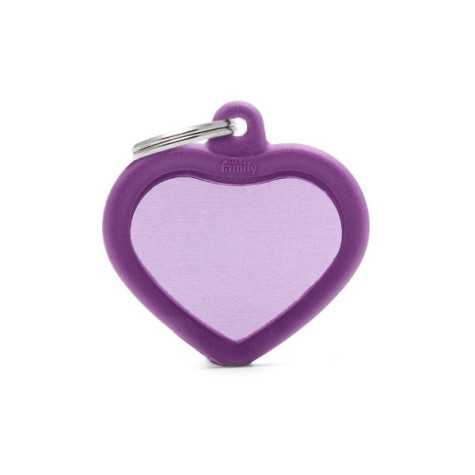 MY FAMILY Medaglietta Hushtag Cuore Alluminio Viola con Gomma Viola -