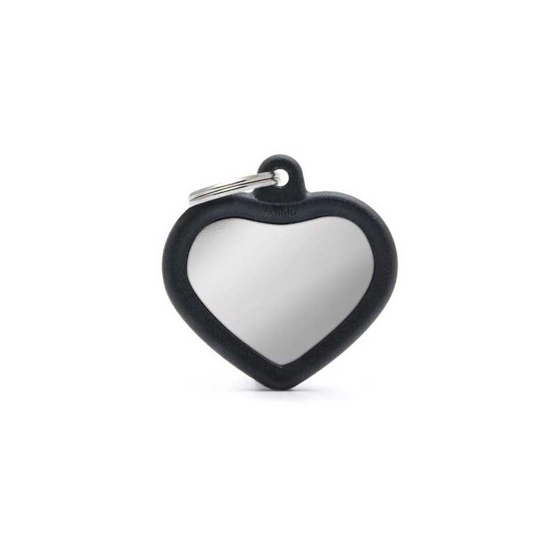 MY FAMILY Médaille Hushtag Cuore Ottone Cromato Noir avec Gomma Noir