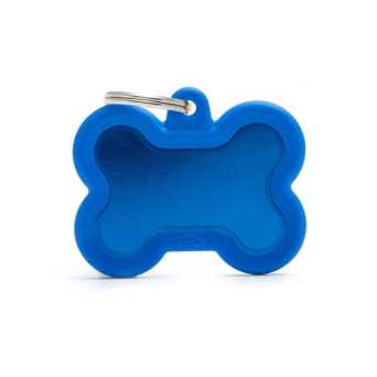 MY FAMILY Medaglietta Hushtag Osso Alluminio Blu con Gomma Blu -