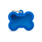 MY FAMILY Hushtag ID Tag Aluminum Blue Bone with Blue Rubber MY FAMILY Hushtag ID Tag Aluminum Blue Bone with Blue Rubber