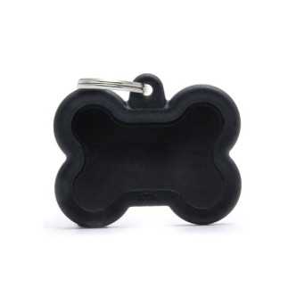 MY FAMILY Medaglietta Hushtag Osso Alluminio Nero con Gomma Nera -