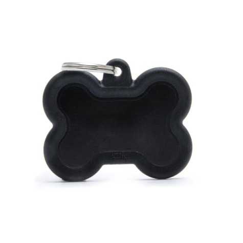 MY FAMILY Medaglietta Hushtag Osso Alluminio Nero con Gomma Nera -