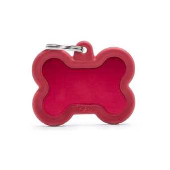 MY FAMILY Medaglietta Hushtag Osso Alluminio Rosso con Gomma Rossa -