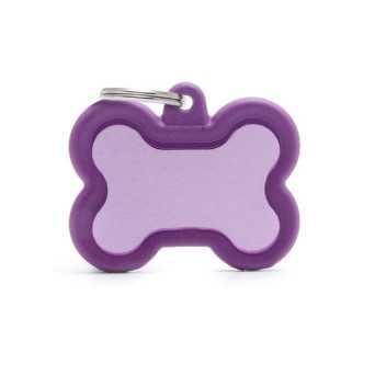 MY FAMILY Medaglietta Hushtag Osso Alluminio Viola con Gomma Viola -