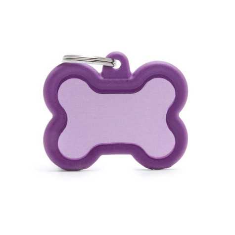 MY FAMILY Medaglietta Hushtag Osso Alluminio Viola con Gomma Viola -