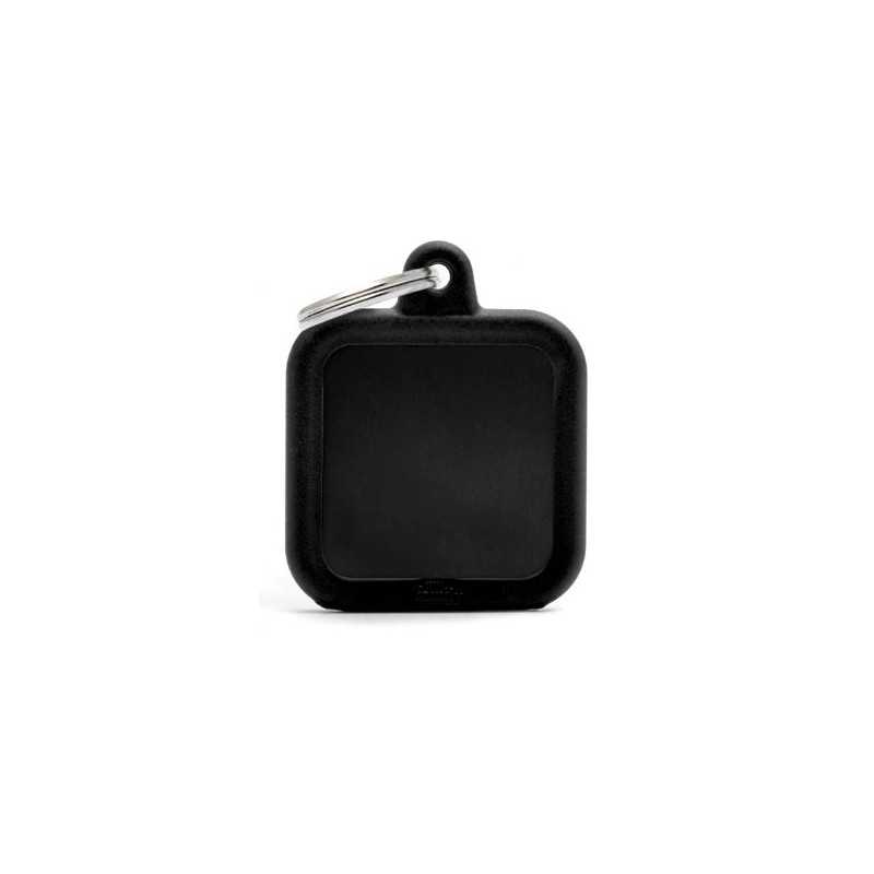 MY FAMILY Médaille Hushtag Quadrato Aluminium Noir avec Gomma Nera