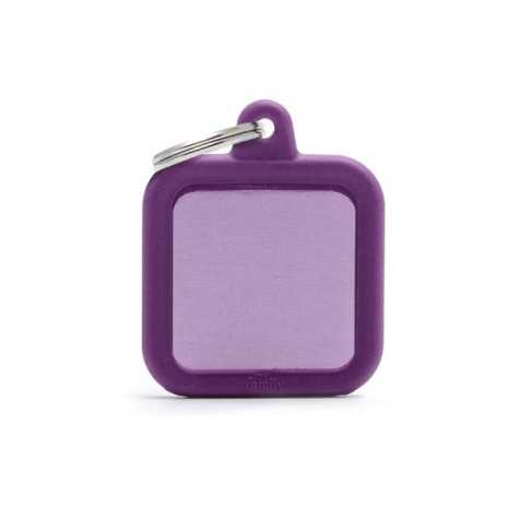 MY FAMILY Médaille Hushtag Quadrato Aluminium Violet avec Gomma Violet