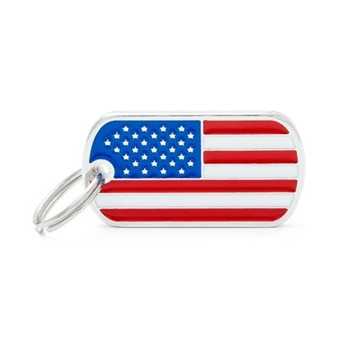MY FAMILY Medaglietta Militare Piccola Bandiera Stati Uniti D'America -