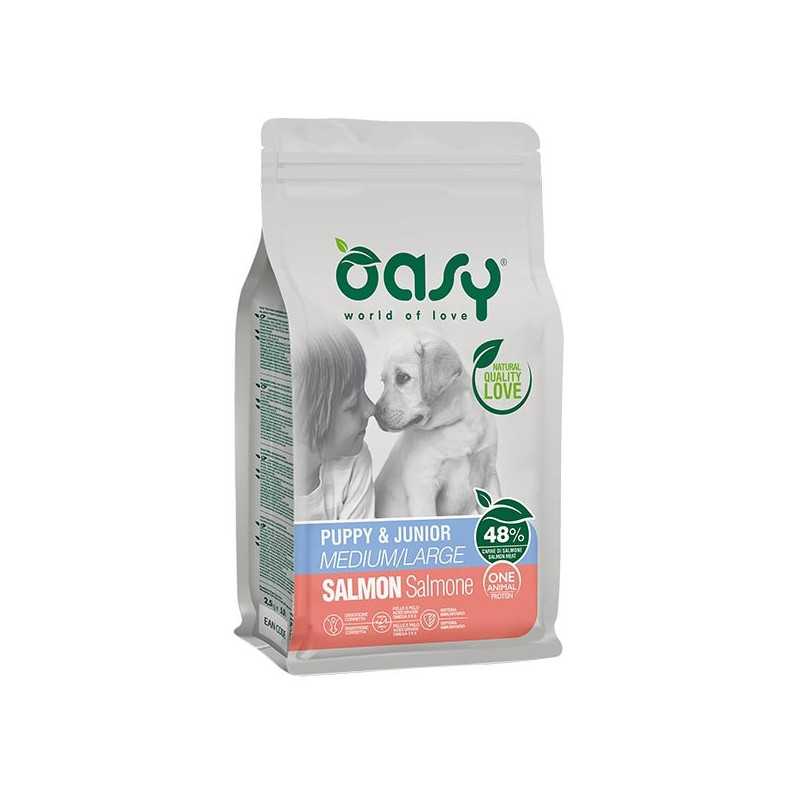 OASY One Animal Protein Puppy et Junior Medium et Large avec Saumon 2,5 kg. OASY One Animal Protein Puppy et Junior Medium et Large avec Saumon 2,5 kg.