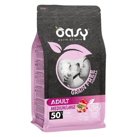 OASY Grain Free Adult Medium&Large con Maiale 2,5 kg. - 