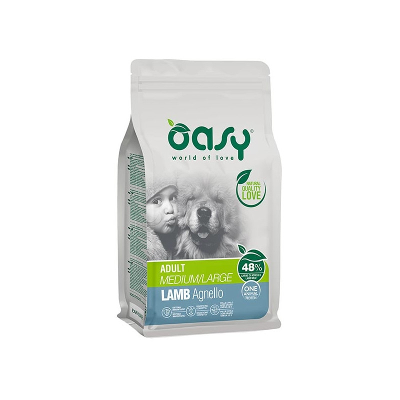 OASY One Animal Protein Adult Medium&Large con Agnello 2,5 kg.