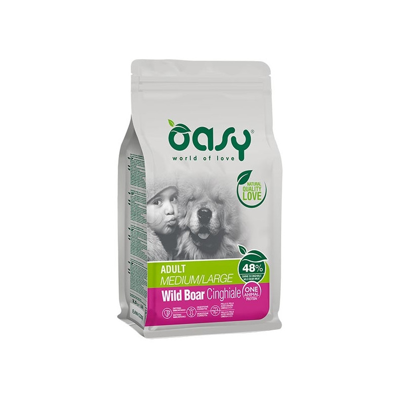 OASY One Animal Protein Adult Medium&Large con Cinghiale 12 kg.