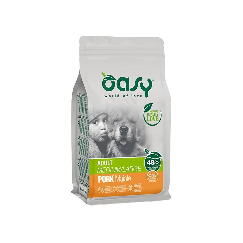 OASY One Animal Protein Adult Medium&Large con Maiale 12 kg.