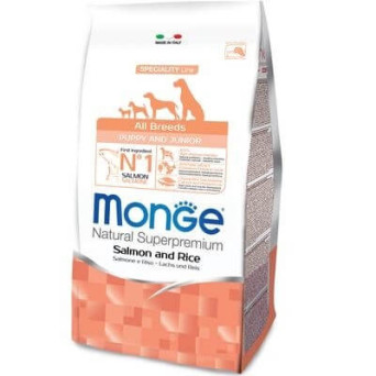 MONGE Natural Superpremium All Breeds Puppy & Junior Salmone e Riso 12 kg - 