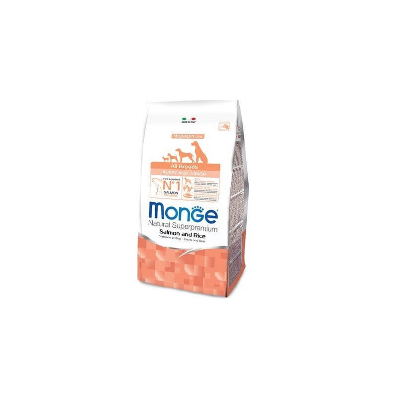 MONGE Natural Superpremium All Breeds Puppy et Junior saumon et riz 12 kg MONGE Natural Superpremium All Breeds Puppy et Junior saumon et riz 12 kg