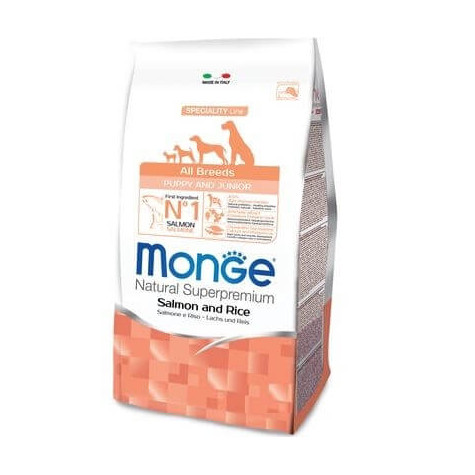MONGE Natural Superpremium All Breeds Puppy & Junior Salmone e Riso 12 kg - 