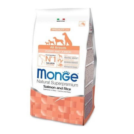 MONGE Natural Superpremium All Breeds Puppy & Junior Salmone e Riso 12 kg - 