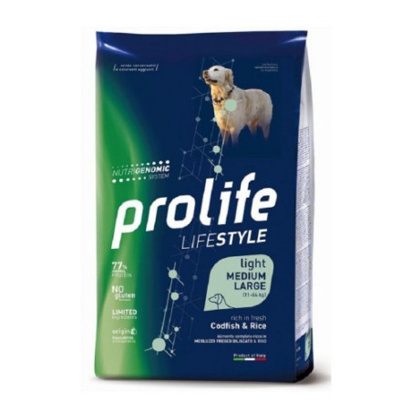 PROLIFE Life Style Adult Light Merluzzo e Riso Medium/Large 12 kg. - 