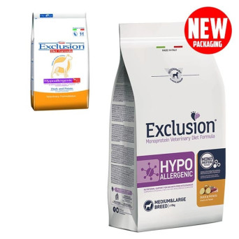 EXCLUSION Diet Hypoallergenic Medium / Large Breed Duck and Potatoes 12kg