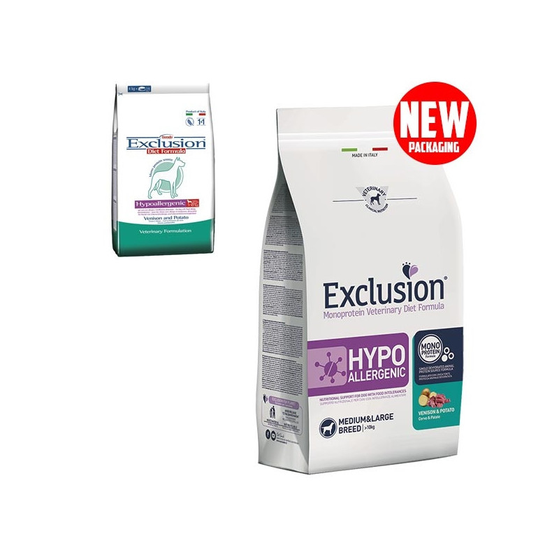 EXCLUSION Diet Hypoallergenic Medium / Large Breed Venison and Potatoes 2 kg.