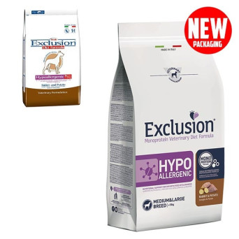 EXCLUSION Diet Hypoallergenic Medium/Large Breed Coniglio e Patate 12 kg. - 