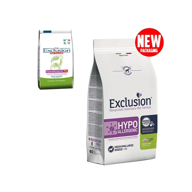 EXCLUSION Diet Hypoallergenic Medium / Large Breed Insects and Peas 2 kg.