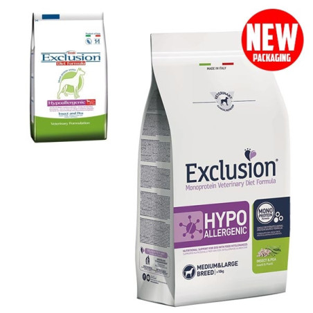 EXCLUSION Diet Hypoallergenic Medium/Large Breed Insetti e Piselli 2 kg. - 