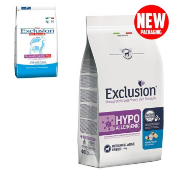 EXCLUSION Diet Hypoallergenic M/L Pesce e Patate 12 kg.(scadenza 3 mesi) - 