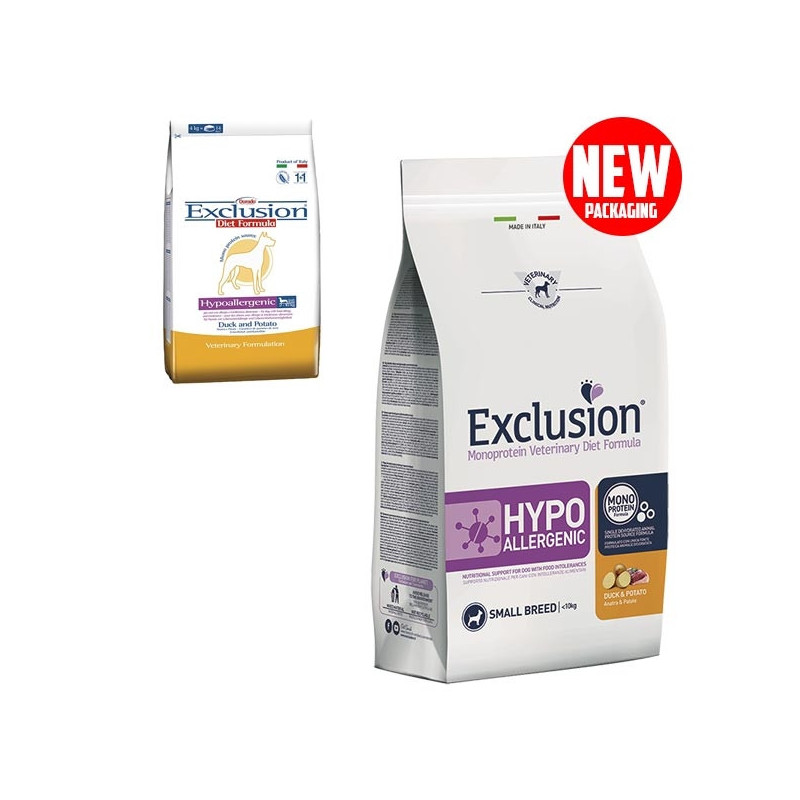 EXCLUSION Diet Hypoallergenic Small Breed Anatra e Patate 2 kg.