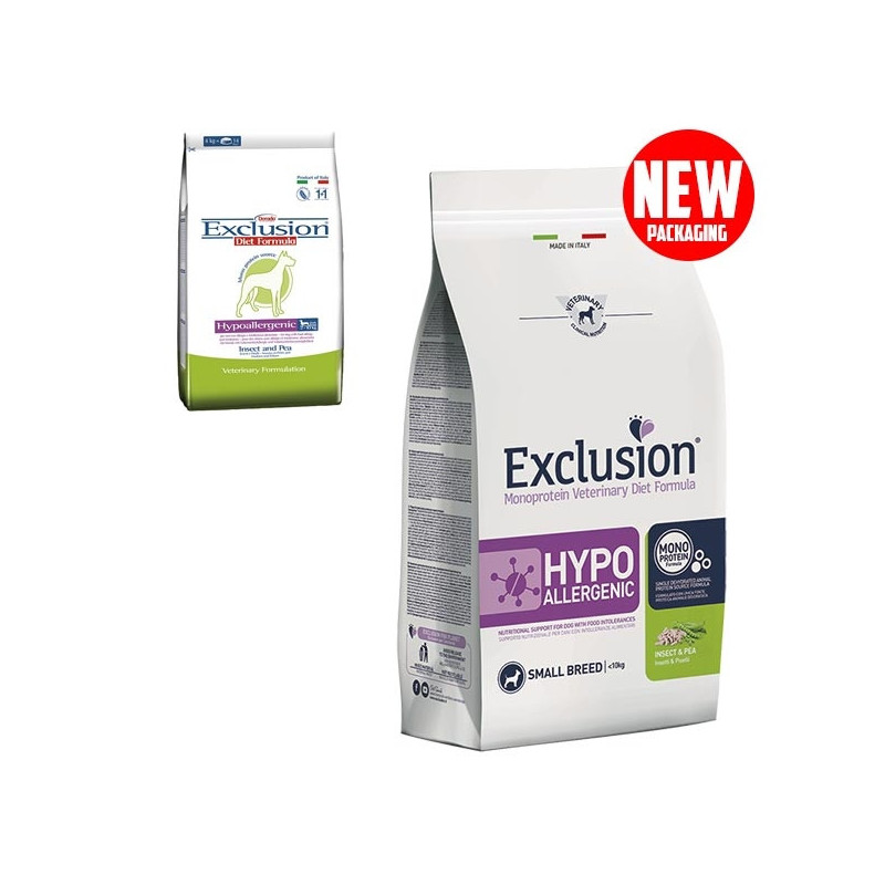 EXCLUSION Diet Hypoallergenic Small Breed Insects and Peas 2 kg.