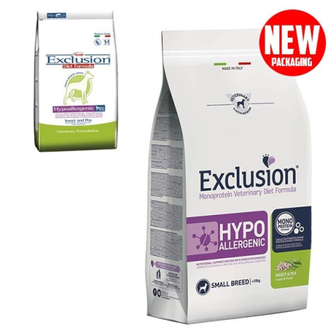EXCLUSION Diet Hypoallergenic Small Breed Insetti et petits pois 2 kg