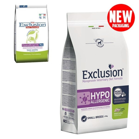 EXCLUSION Diet Hypoallergenic Small Breed Insetti e Piselli 2 kg. - 