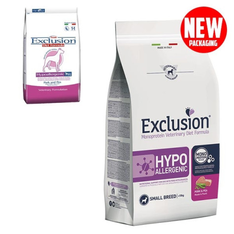 EXCLUSION Diet Hypoallergenic Small Breed Pork and Peas 2 kg.