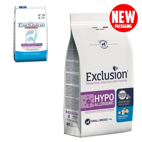 EXCLUSION Diet Hypoallergenic Small Breed Fish and Potatoes 2 kg.