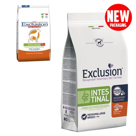 EXCLUSION Diet Intestinal Medium/Large Breed porc et riz 12 kg