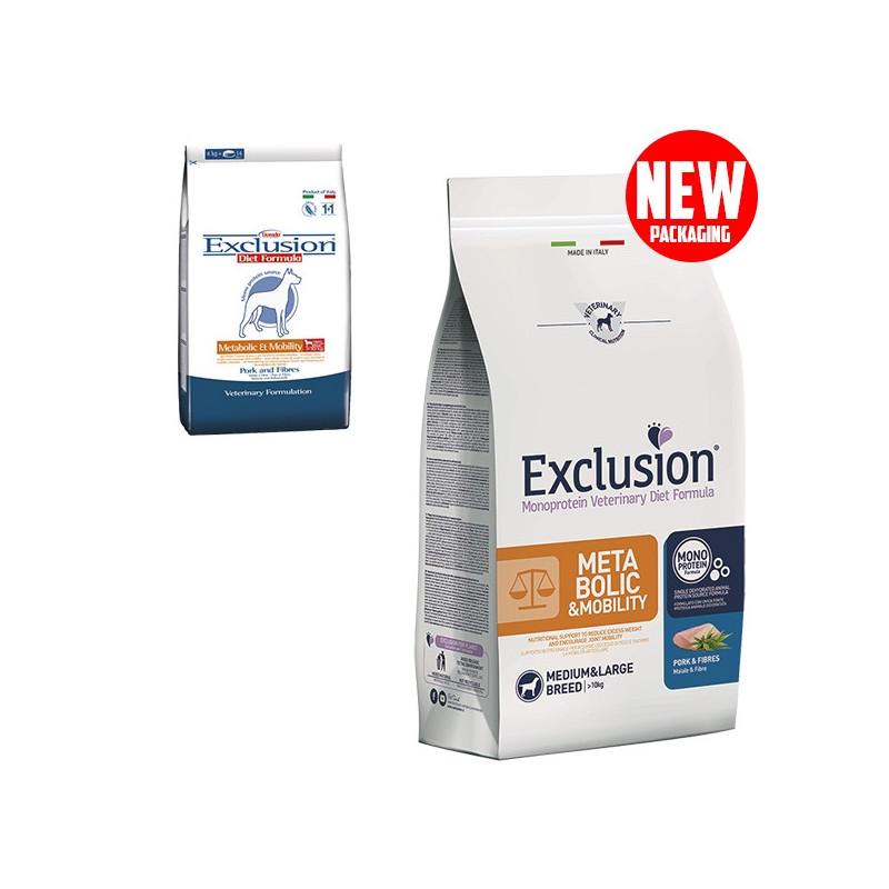 EXCLUSION Diet Metabolic et Mobility Medium/Large Breed avec porc et Fibre 2 kg