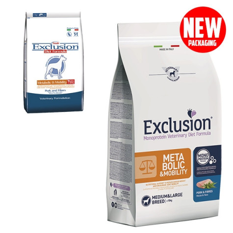 EXCLUSION Diet Metabolic et Mobility Medium/Large Breed avec porc et Fibre 12 kg