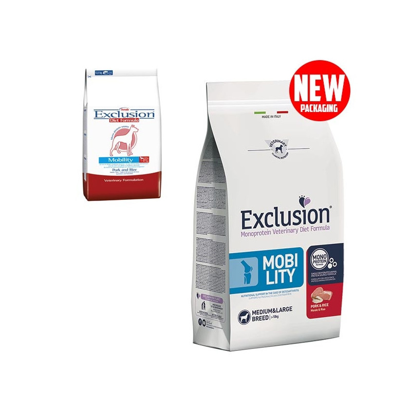 EXCLUSION Diet Mobility Medium / Large Breed Pork and Rice 2 kg.