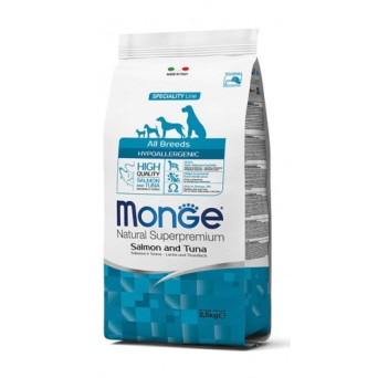 MONGE Natural Superpremium All Breeds Hypoallergenic Salmone e Tonno 2,50 kg. - 