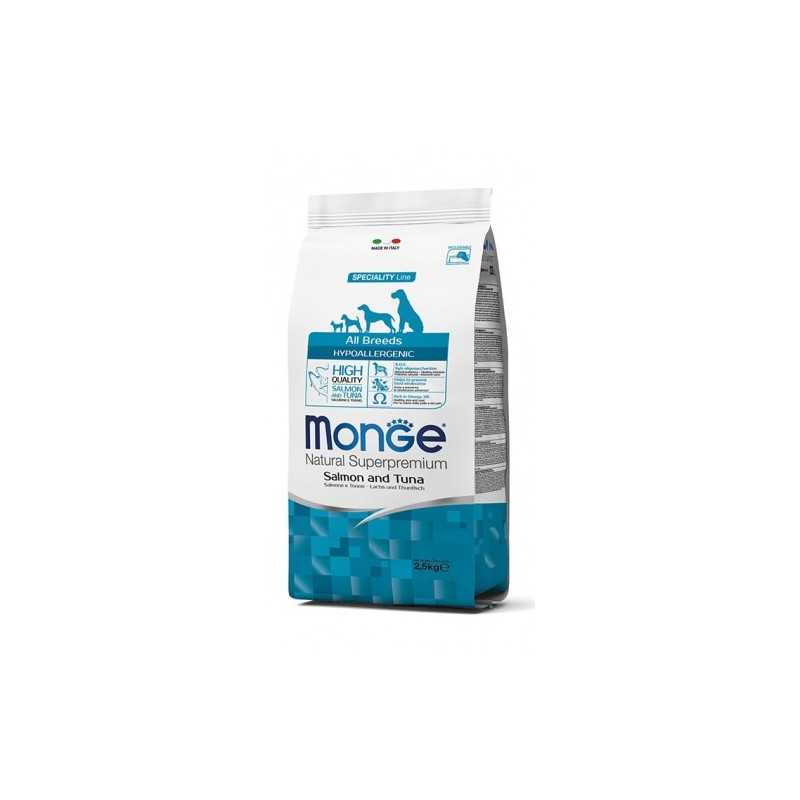 MONGE Natural Superpremium All Breeds Hypoallergenic Saumon et Thon 2,5 kg.
