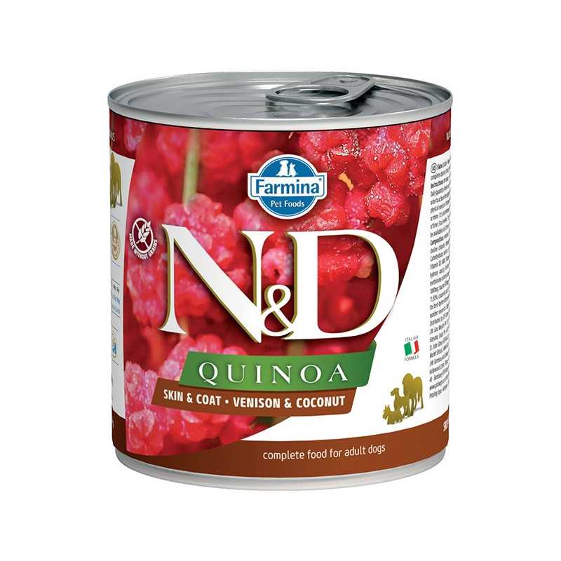 FARMINA Natural et Delicious Quinoa Skin et Coat Cerf et Cocco 285 g. FARMINA Natural et Delicious Quinoa Skin et Coat Cerf et Cocco 285 g.