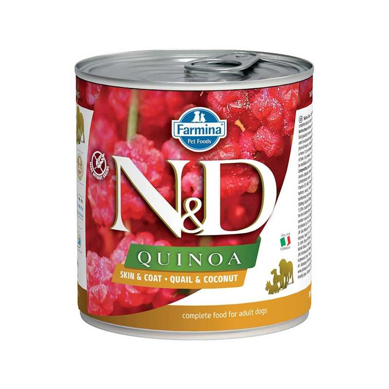 FARMINA Natural et Delicious Quinoa Skin et Coat avec Caille et Cocco 285 g.