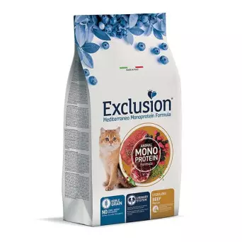 EXCLUSION Mediterraneo Monoprotein Sterilized Adult All Breeds Beef 1,50 kg.